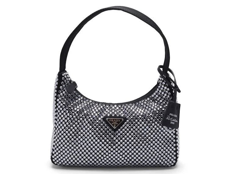 Women Prada Re-Edition 2000 Allover Crystal-Embellished Shoulder bag