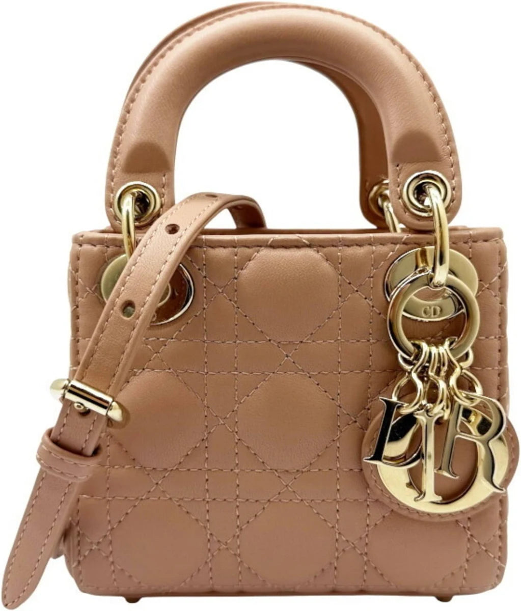 Christian Dior - Lady Dior Bag Cannage Quilt Lambskin Micro shoulder bag - women - Calf Leather/Lambskin