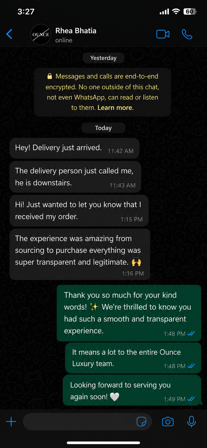 Client WhatsApp review