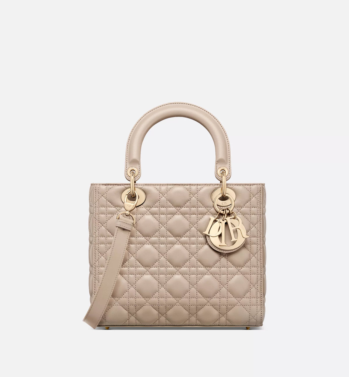 Christian Dior - Medium Lady Dior Bag Powder Beige Cannage Lambskin