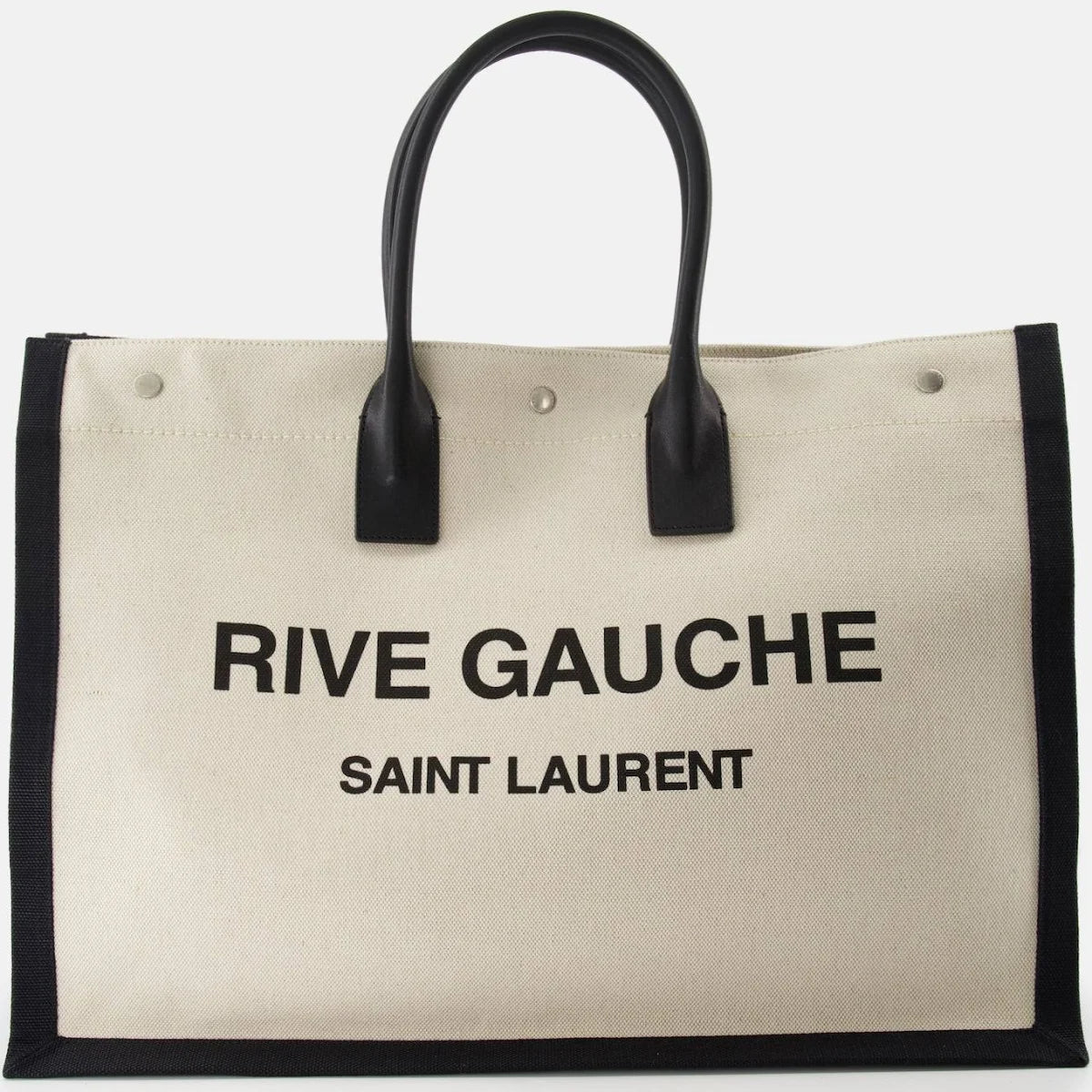 Saint Laurent Men's Logo-Print Leather-Trimmed Canvas Tote Bag