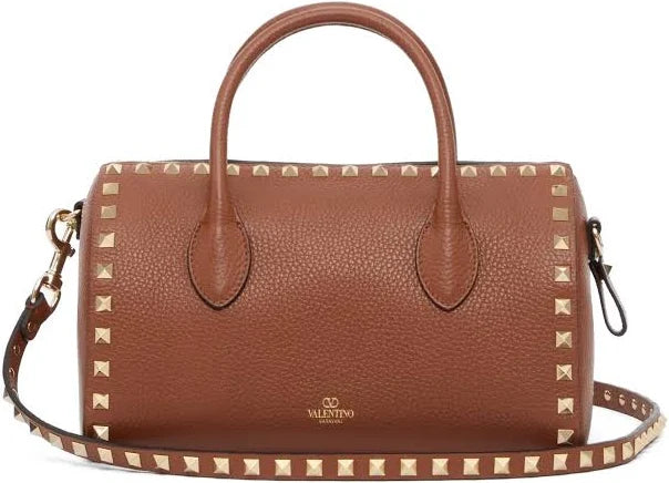Valentino Garavani - Rockstud grainy calfskin handbag - women - CALFSKIN - OS - Brown