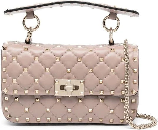 Valentino Garavani - small nappa Rockstud spike bag - women - Lambskin/Zamak/Metal/Lambskin - OS - Neutrals