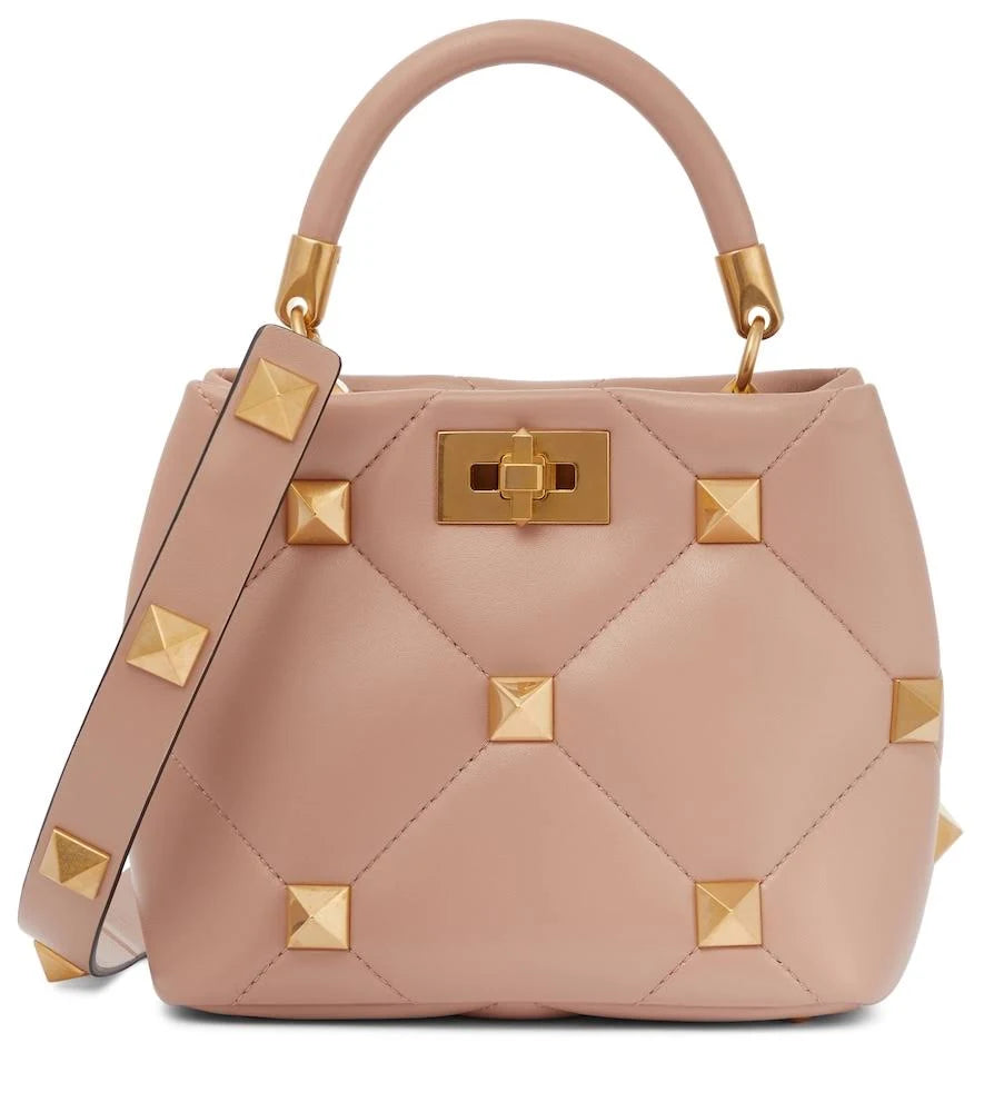 Women Valentino Roman Stud The Handle Small Leather Shoulder Bag