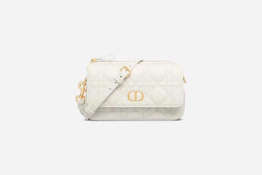 Dior Caro Belt Pouch With Chain Supple Cannage Calfskin