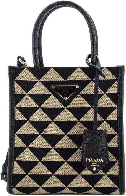 Prada - Symbole Shopper Tote Jacquard Mini crossbody bag - women - Fabric - One Size - Black
