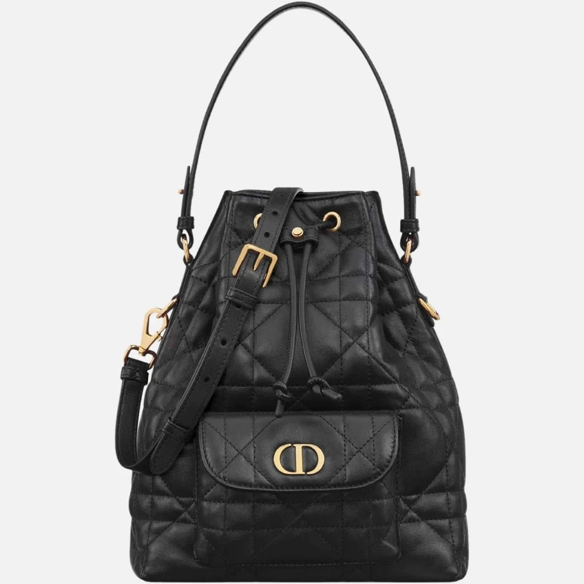 Dior Small Dior Caro Bucket Bag Macrocannage Lambskin Women