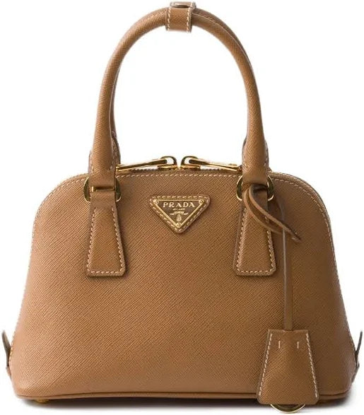 Prada - Promenade Saffiano-leather mini bag - women - Recycled Nylon/CALFSKIN - OS - Brown