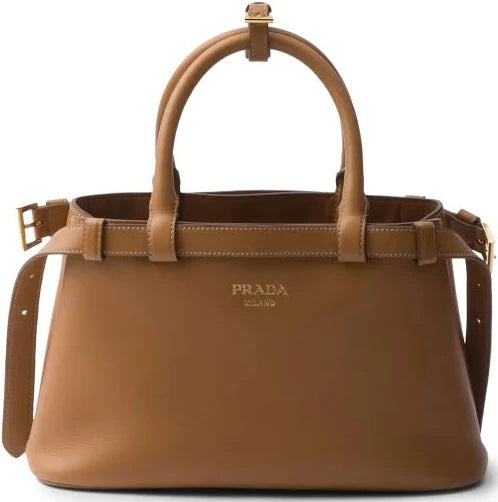Prada - small Buckle tote bag - women - Nappa Leather/Calf Leather - OS - Brown