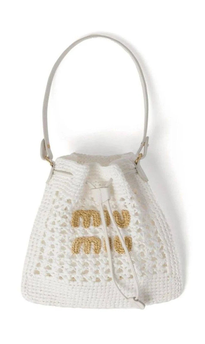 Miu Miu White Logo Bucket Bag